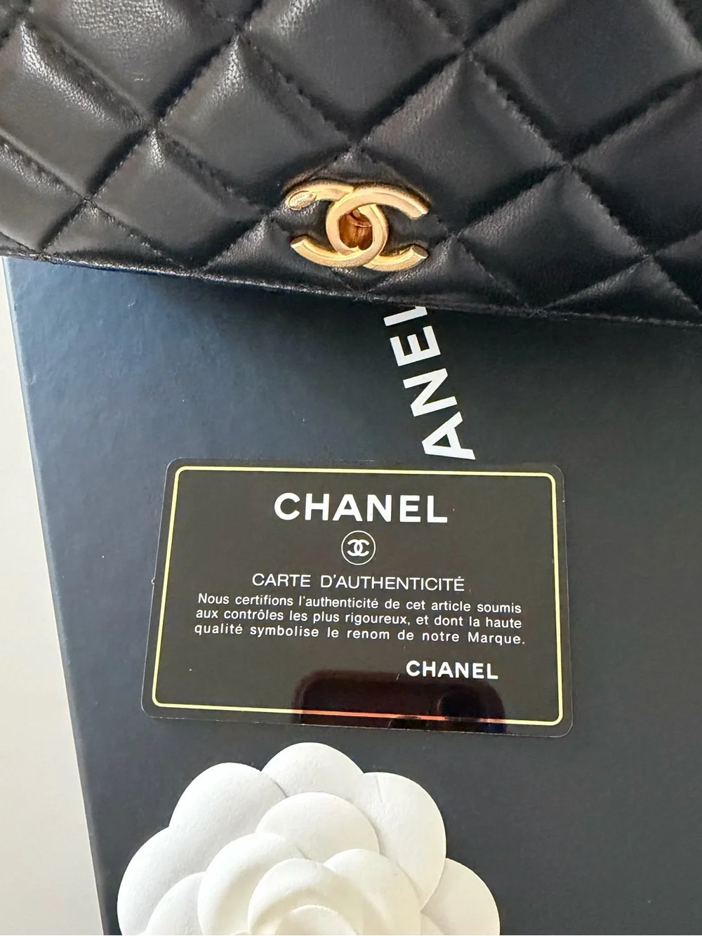 CHANEL Black Quilted Leather Crossbody with Gold CC